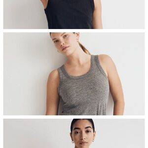 Madewell Whisper Tanks- Bundle of 3- Size Medium- Black, White, Grey